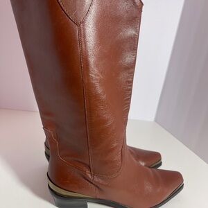 Vintage Leather Brown Western Style Boots By Catleita Size 6.5M Cowboy Boot